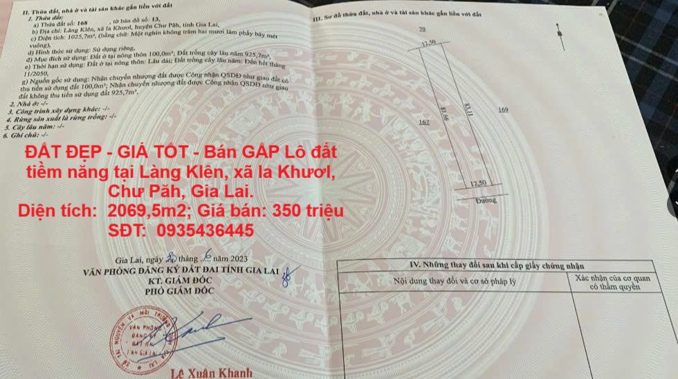 ĐẤT ĐẸP - GIÁ TỐT - Bán GẤP Lô đất tiềm năng tại Làng Klên, xã Ia Khươl, Chư Păh, Gia Lai. - Ảnh chính